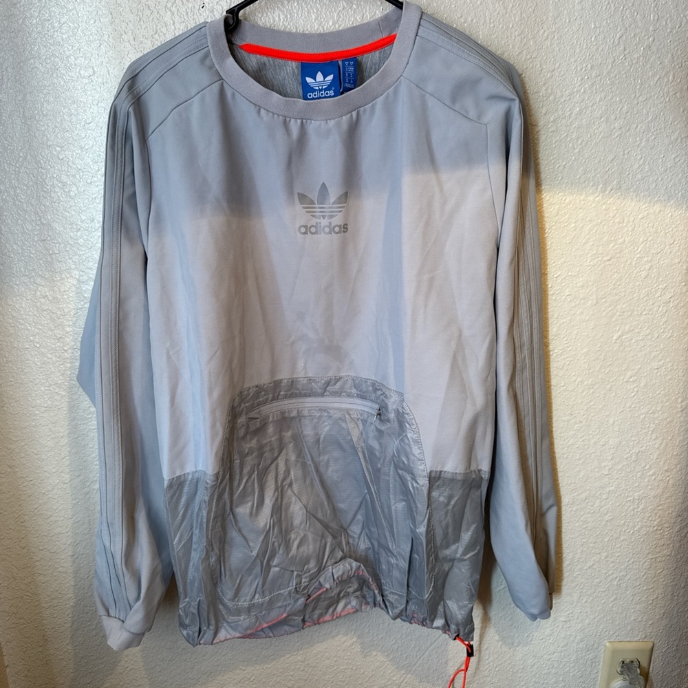 adidas Men’s Light Gray Windbreaker with Orange Trim